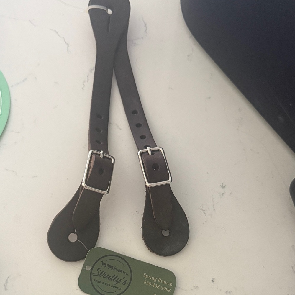 Stubbys Brown Leather Spur Straps with Silver Buckles